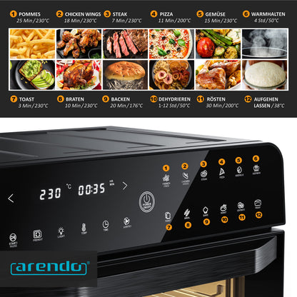 Arendo Heissluftfritteuse Multifunktionsofen – 25L Edelstahl