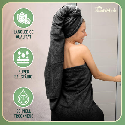 Green Mark Handtuch-Set 10-teilig, 100 % Baumwolle, Schwarz