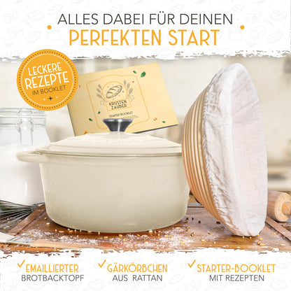 KRUSTENZAUBER Gusseisen Brottopf emailliert 26cm inkl. Gärkorb