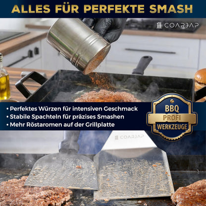 COARJAP Smash Burger Set 7-teilig, Edelstahl 304 mit Burgerpresse