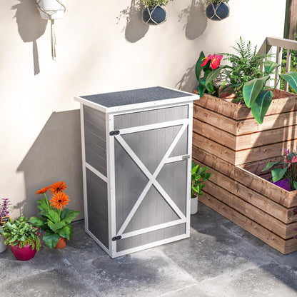 Outsunny Gartenschrank aus Tannenholz, wetterfest, 75x56x115 cm, Grau