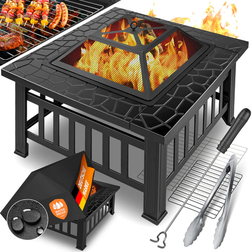 KESSER® Feuerstelle 3in1 mit Grillrost & Schutzhülle 82x82cm