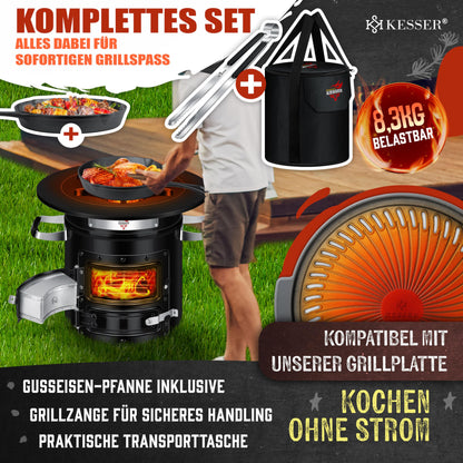 KESSER Raketenofen mit Gusseisen-Grillpfanne - Camping Outdoor