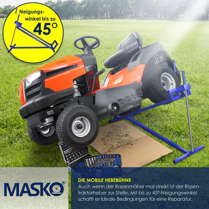 MASKO® Rasentraktorheber XXL 450 kg Hebebühne für Aufsitzmäher - Blau