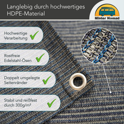 Mr Nomad Vorzeltteppich 3x2.5 m – HDPE Campingteppich mit Tragetasche