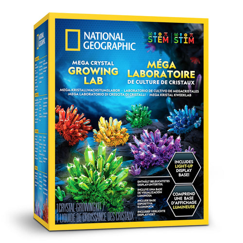 National Geographic Mega Kristallzucht-Set mit Leuchtständer und sechs Kristallfarben