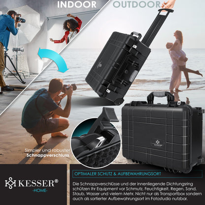 KESSER Hartschalen Trolley mit Schaumstoff – 46L Schwarz