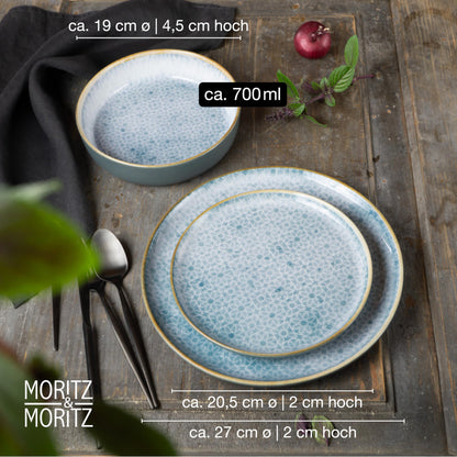 Moritz & Moritz TERRA 36-tlg Geschirrset - Azurblau 12 Personen