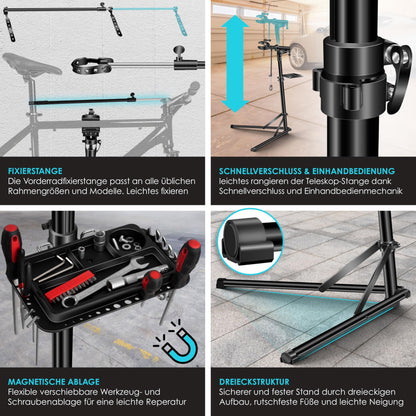 KESSER® Profi Fahrradmontageständer Alu E-Bike - Schwarz