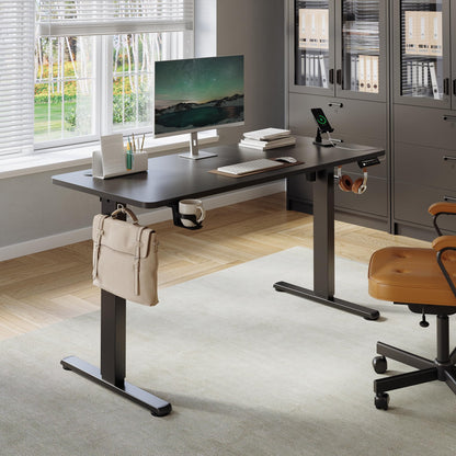 VFU Elektrischer Stehpult 140x60 cm USB-C Schwarz Pro