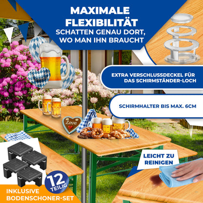 KESSER Bierzeltgarnitur 3-teilig, klappbar, Holz, 170 x 46 x 75 cm