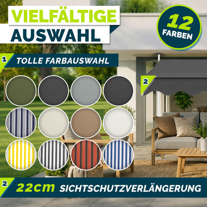 tillvex Klemmmarkise mit Handkurbel, Balkonmarkise 250 cm, Grau