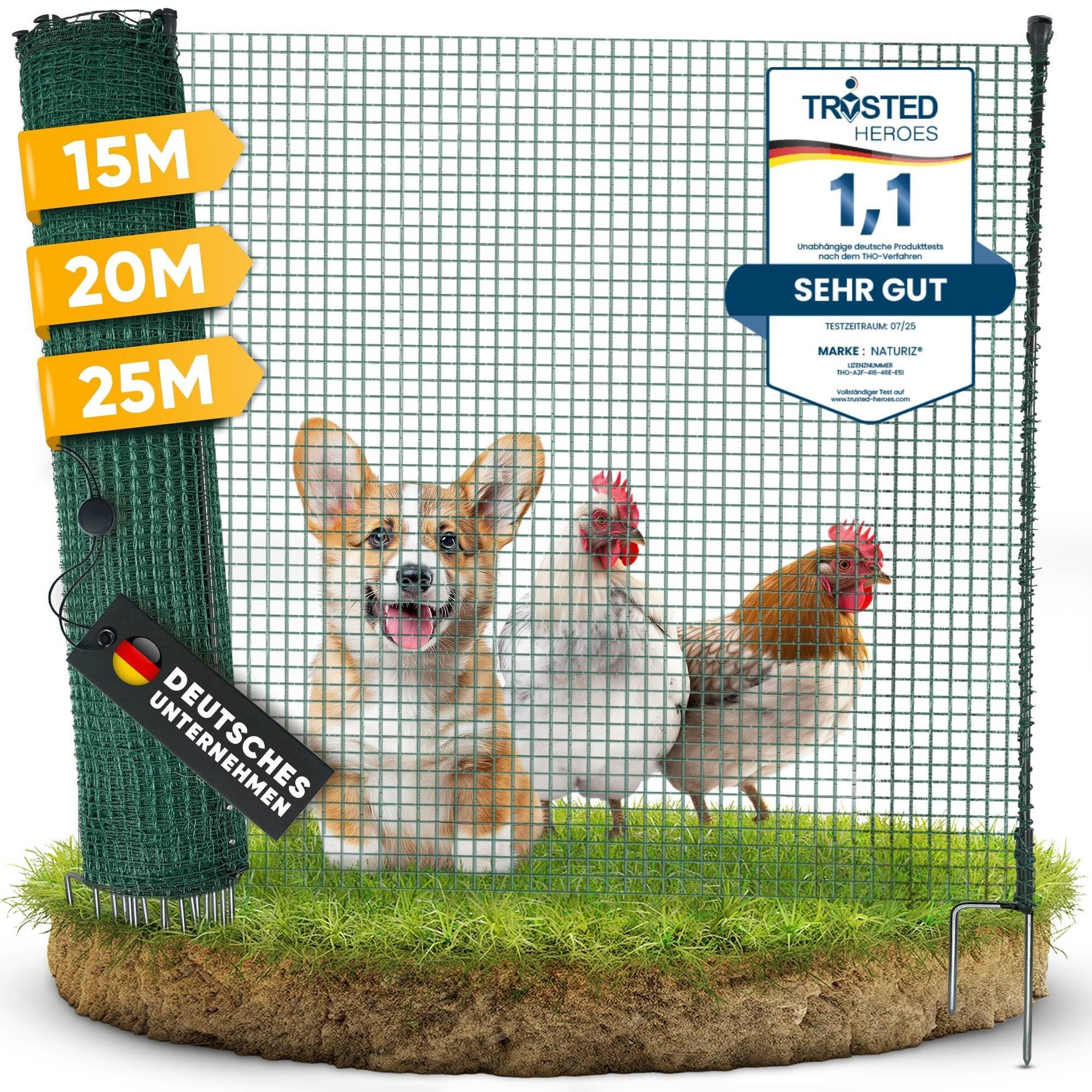 Mobiler Hundezaun NATURIZ 20 m x 90 cm –