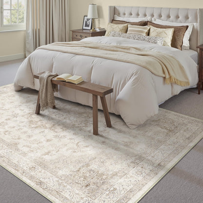 PureCozy Vintage Teppich Beige 200 x 300 cm waschbar rutschfest