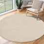 the carpet Relax Kurzflor Teppich, waschbar, Beige, 200 x 200 cm rund in Felloptik aus Polyester