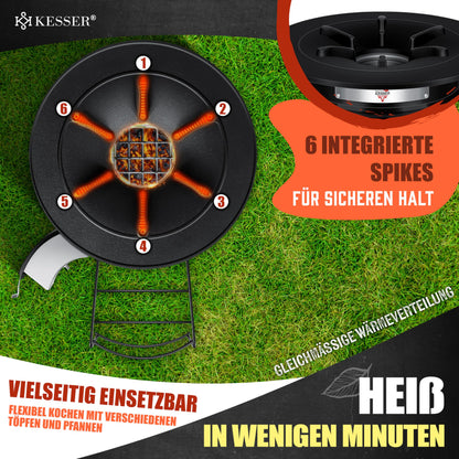 KESSER Raketenofen mit Gusseisen Grillpfanne – Camping Holzofen