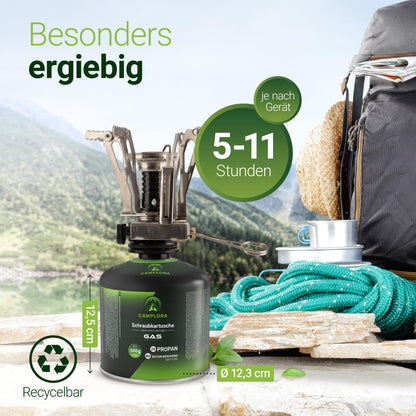 CAMPLORA Gaskartuschen Schraubventil EN417 - 12x 500g Propan/Butan