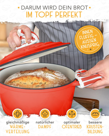 KRUSTENZAUBER Dutch Oven Gusseisen Schmortopf mit Deckel 26 cm