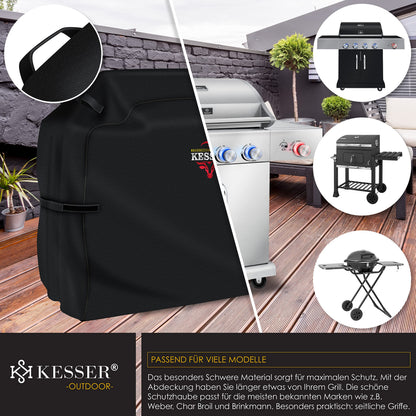 KESSER Grillabdeckung 600D Oxford wetterfest 163 x 61 x 122 cm schwarz