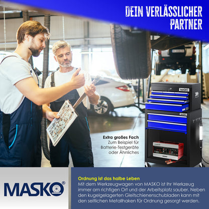 MASKO® Werkstattwagen 9 Fächer abschliessbar - Blau