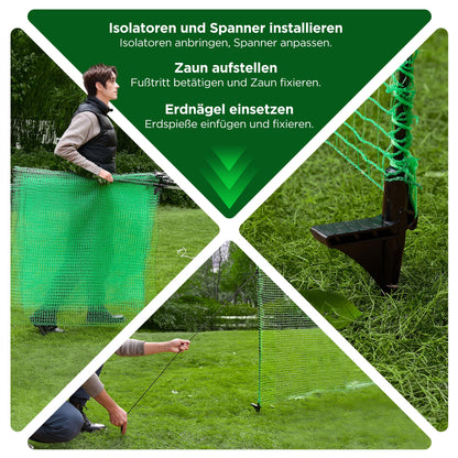 Signstek Mobiler Begrenzungszaun 15 m, Steckzaun 90 cm hoch, grün