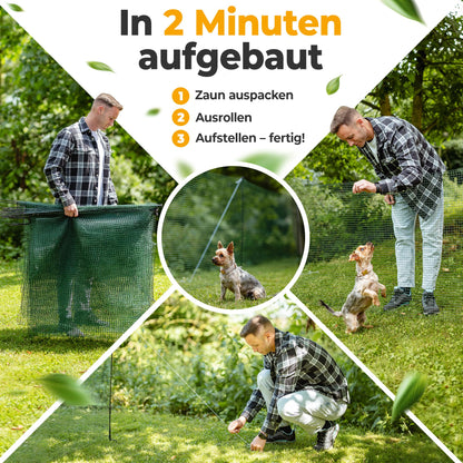 NATURIZ® Mobiler Hundezaun Camping 20m - 90cm ohne Strom