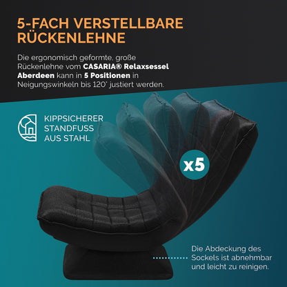 Casaria® verstellbarer Boden-Lounge-Sessel – drehbar, schwarz