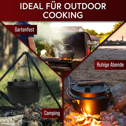 GUSSKÖNIG Dutch Oven 4.5L Gusseisen Feuertopf – Eingebrannt mit Füssen
