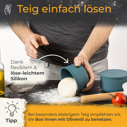 Teigbar Pizzaballen Teigbox 6er Set Silikon – Blau/Weiss Ø13cm