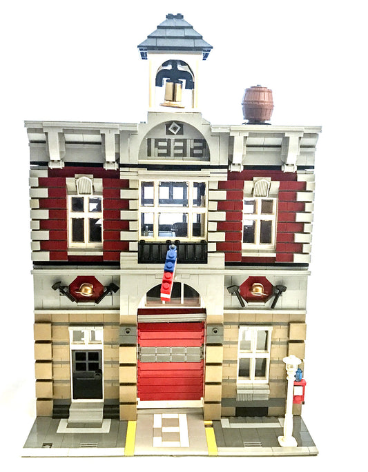 Lego Feuerwache - Exklusiver Sammler Bausatz 10197, ein rotes und weißes Gebäude zum Bauen einer detaillierten Feuerwache.
