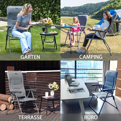 TIMBER RIDGE 2er Campingstuhl gepolstert Hochlehner grau