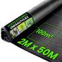 Green Thumbz Unkrautvlies 2 x 50 m, 100 g/m², wasserdurchlässig – Polypropylen-Gewebe zur Unkrautkontrolle im Garten