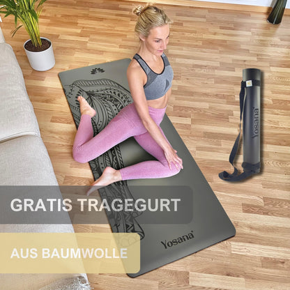 Yosana Yogamatte Naturkautschuk ECO PU Ultra Grip - 183x68cm 4mm