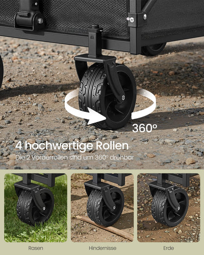SONGMICS Gartenwagen faltbar, Handwagen 150 L, bis 120 kg, schwarz