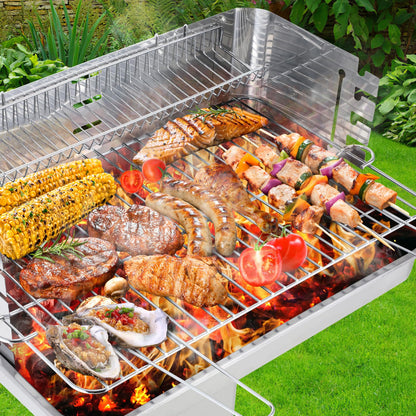TLGREEN Holzkohlegrill Edelstahl Säulengrill, 57 x 38 x 90 cm