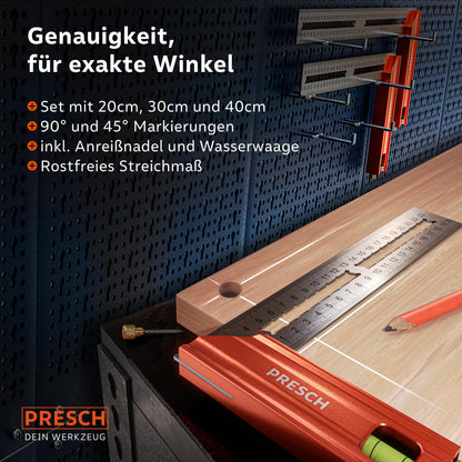 Presch Anschlagwinkel Messwerkzeug Set - 200/300/400 mm