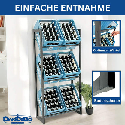 DanDiBo Getränkekistenregal – 6 Kisten, Schwarz, 71cm, 96563