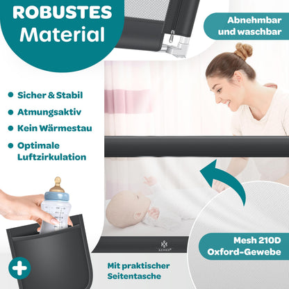 KESSER Bettschutzgitter 200 cm Rausfallschutz, klappbar, Dunkelgrau