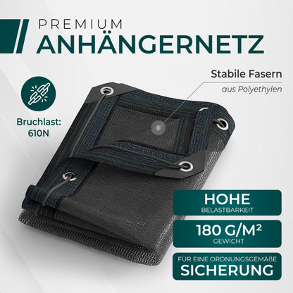 CargoVA® Feinmaschiges Anhängernetz Ladungssicherung – 3x4m Schwarz