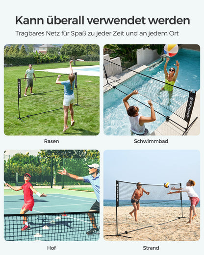 SONGMICS Badminton-Netz 3 m höhenverstellbar, tragbar, schwarz