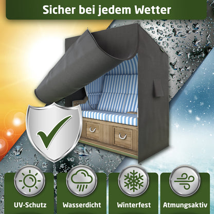 WALDNER Strandkorb Schutzhülle Oxford 600D, 155 x 90 x 160 cm, grau
