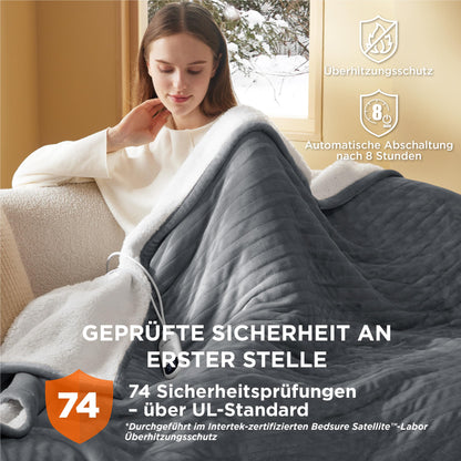 BEDSURE Heizdecke elektrisch - 200x180 cm grau