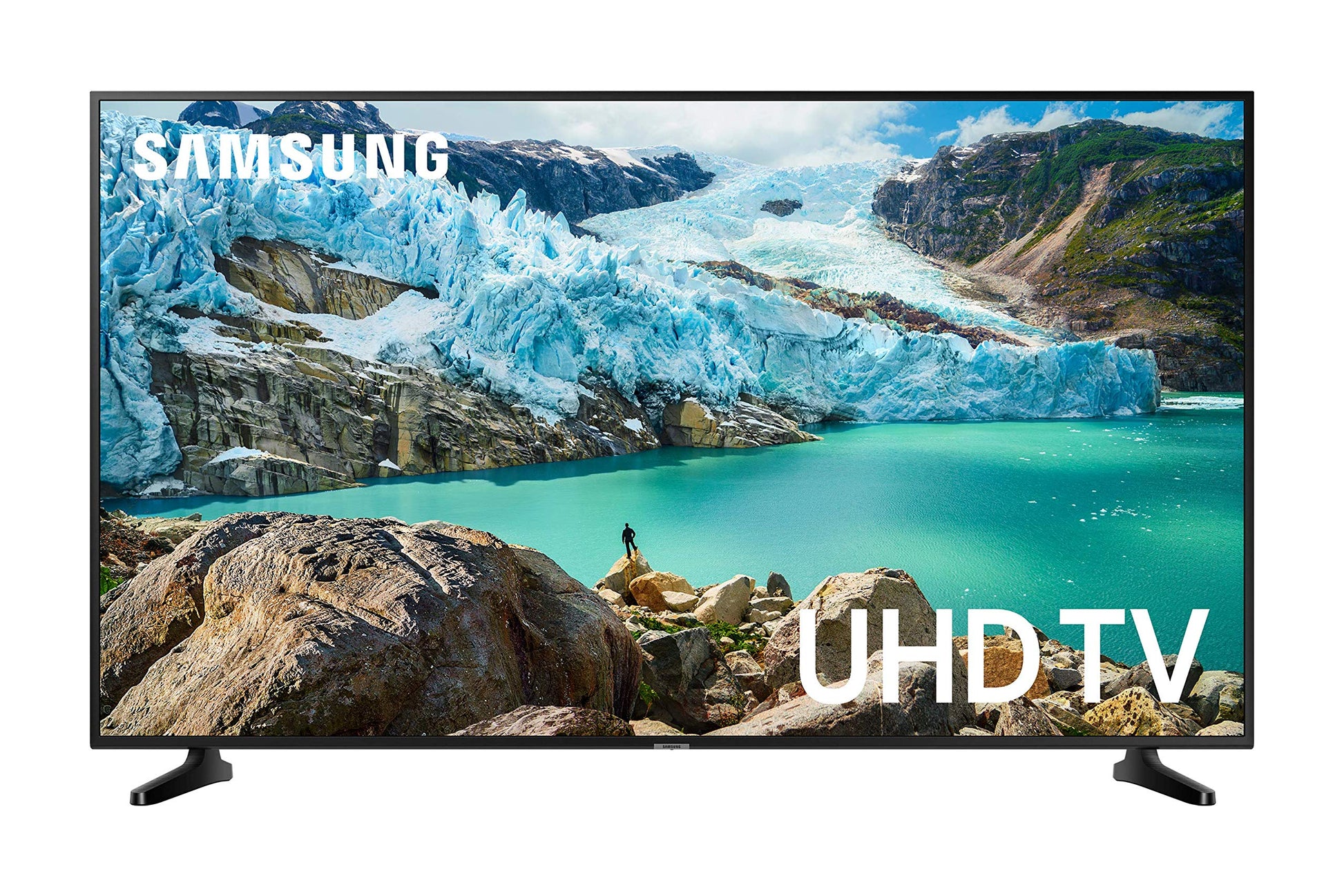Samsung RU7099 4K UHD LED Smart TV – 43 Zoll (2019). Schwarzer, flacher 43-Zoll-Bildschirm für hochauflösendes Entertainment.
