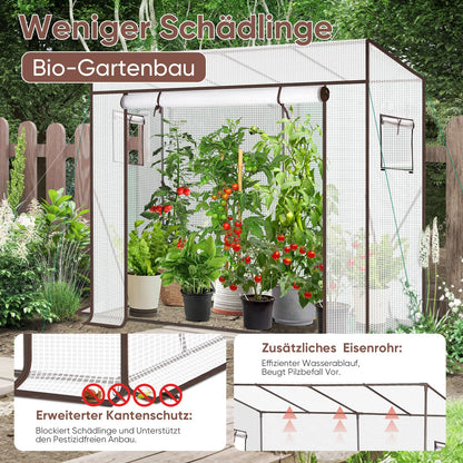 Sekey Tomatengewächshaus 200x77x170 cm – Foliengewächshaus, weiss