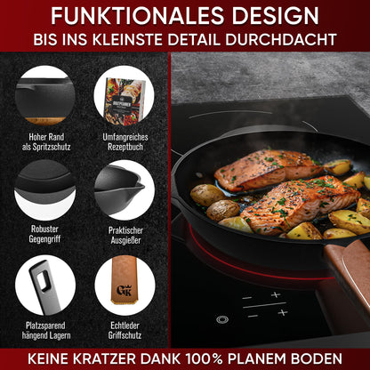 GUSSKÖNIG Dutch Oven Set – Gusseisen 8-teilig, eingebrannt
