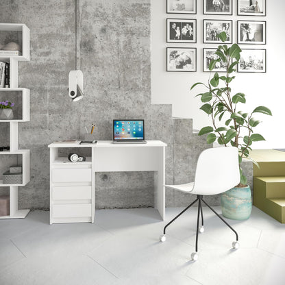 KOMTO Oslo Schreibtisch mit Schubladen - Weiss 110x50 cm