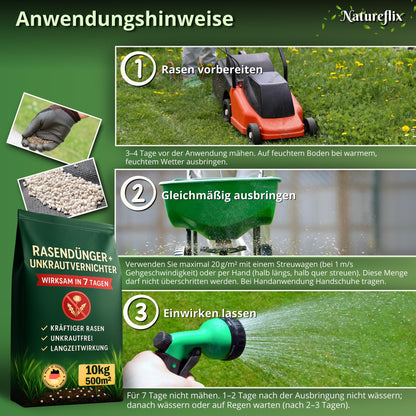 Natureflix Rasendünger mit Unkrautvernichter – extra stark 10kg