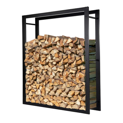 Loywe Kaminholzregal 170x25x140cm - Schwarz Metall