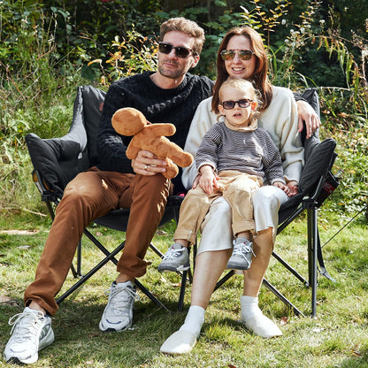 EVER ADVANCED Campingstuhl Faltsofa 2-Sitzer XXL - Schwarz