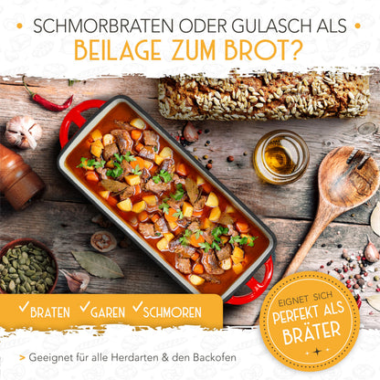 KRUSTENZAUBER Emaille Brotbackform mit Deckel aus Gusseisen, 28 cm